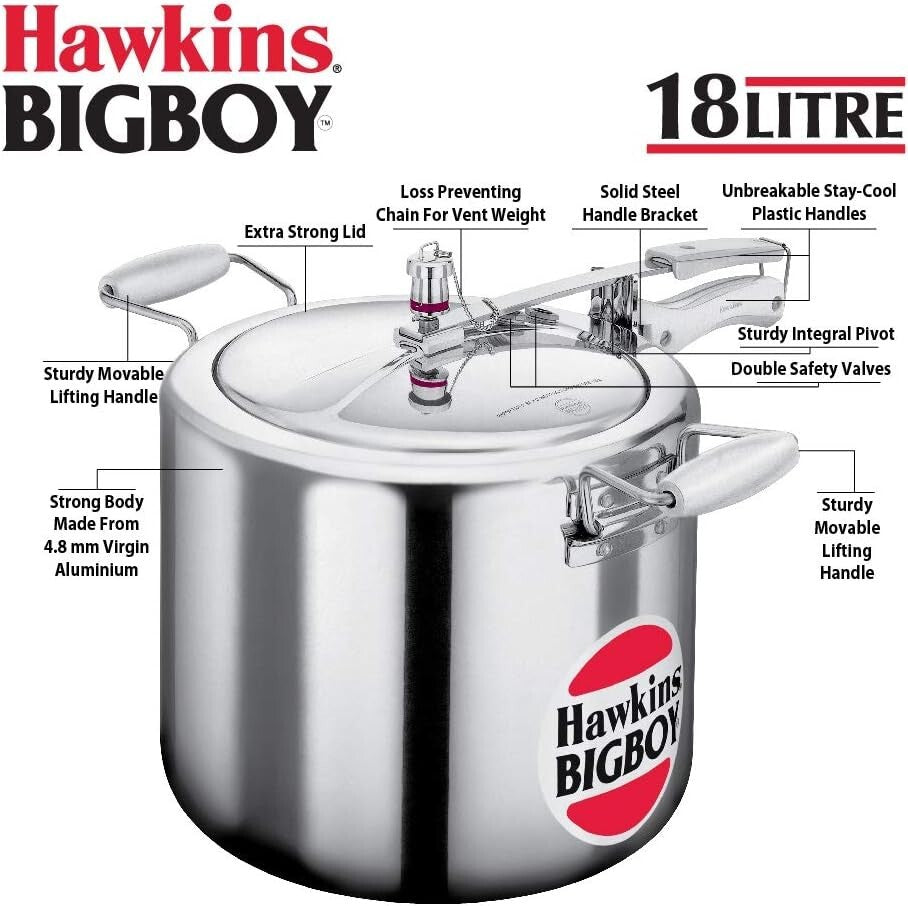Hawkins Bigboy Pressure Cooker, 18 Litre Capacity  Free Shipping